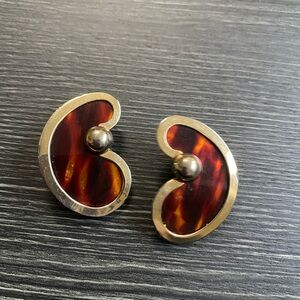 Elegant Brown and Gold Women's Earrings signed leru